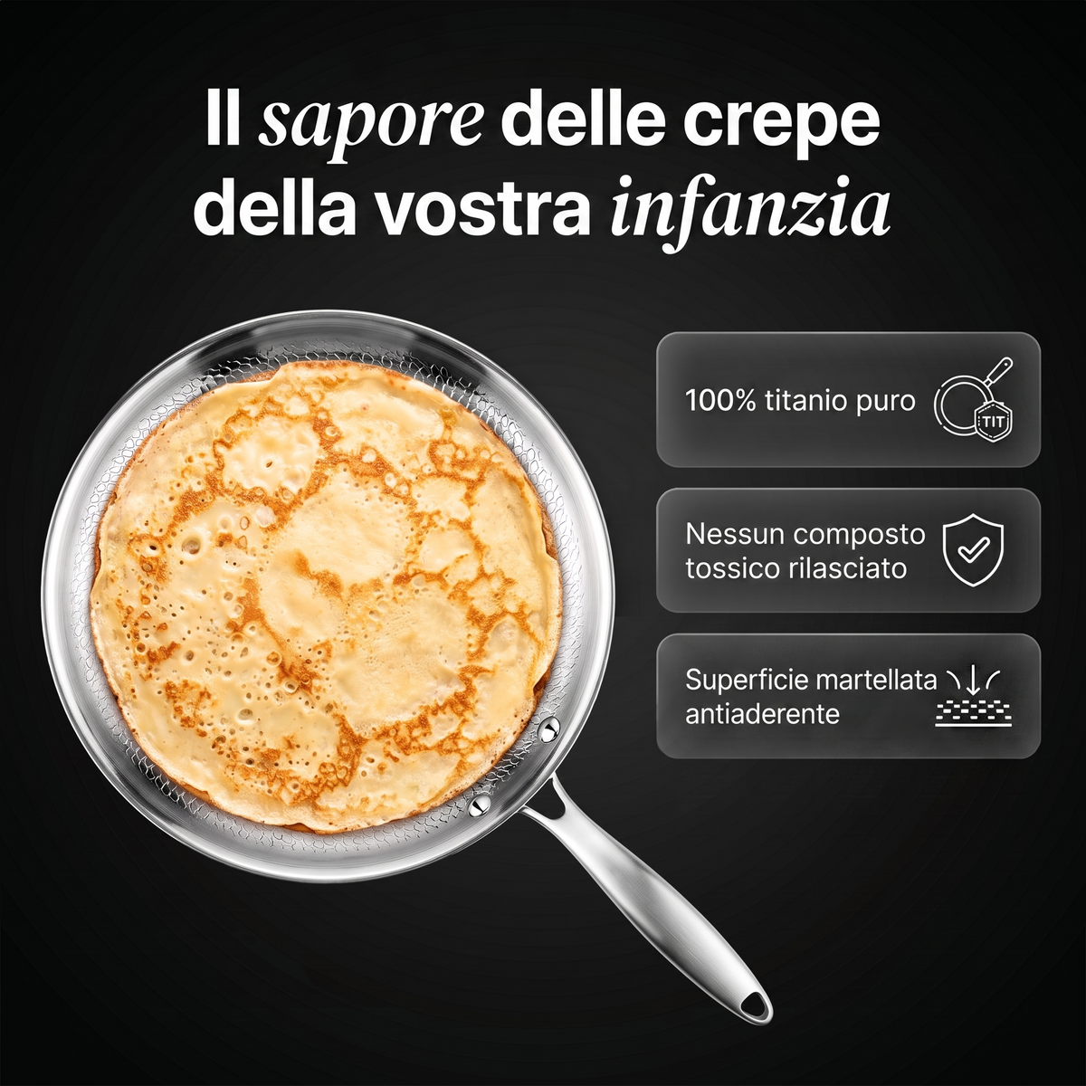 Crepiera 100% Titanio Puro (28 cm) — TITANOX®