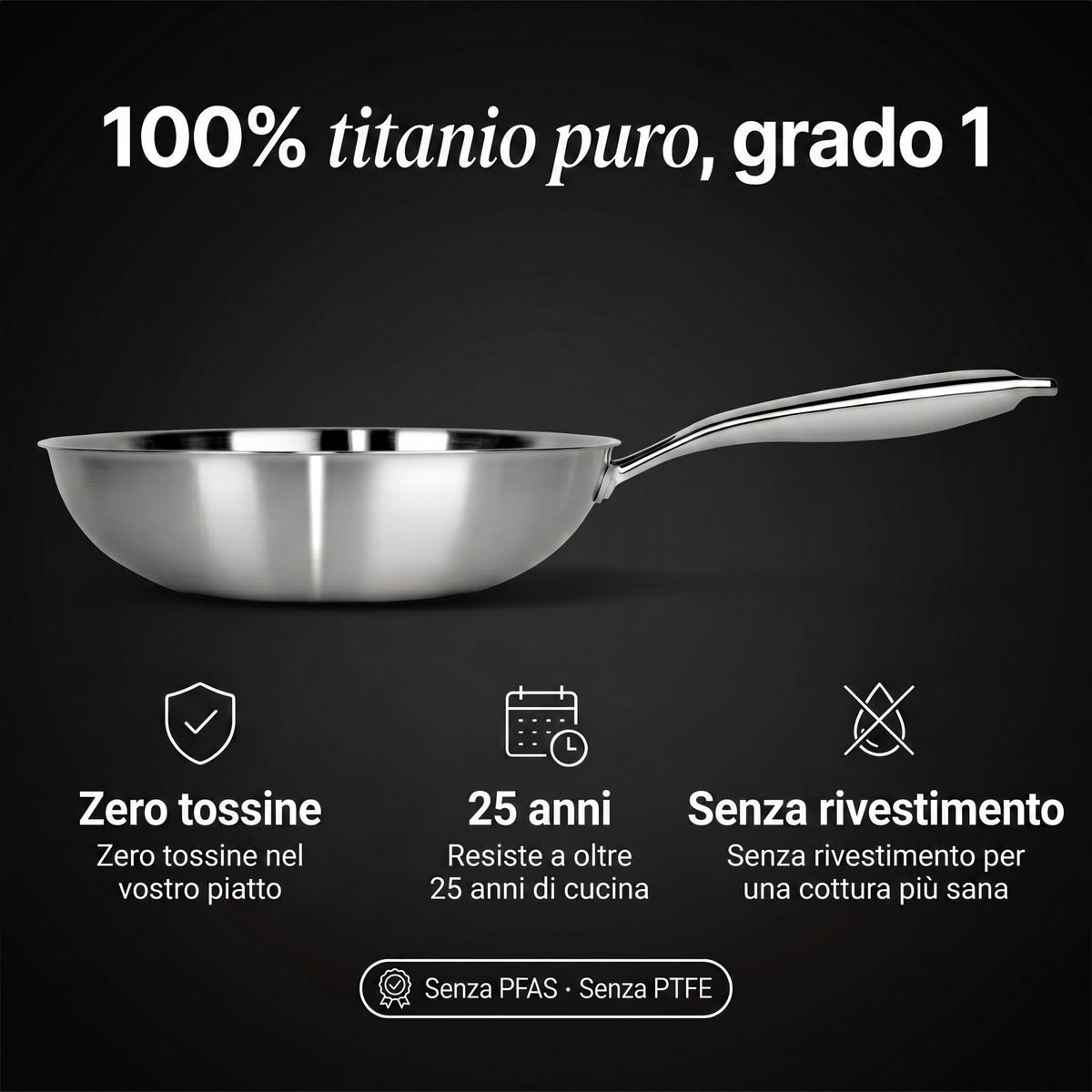 Wok 100% Titanio Puro (28 cm) — TITANOX®