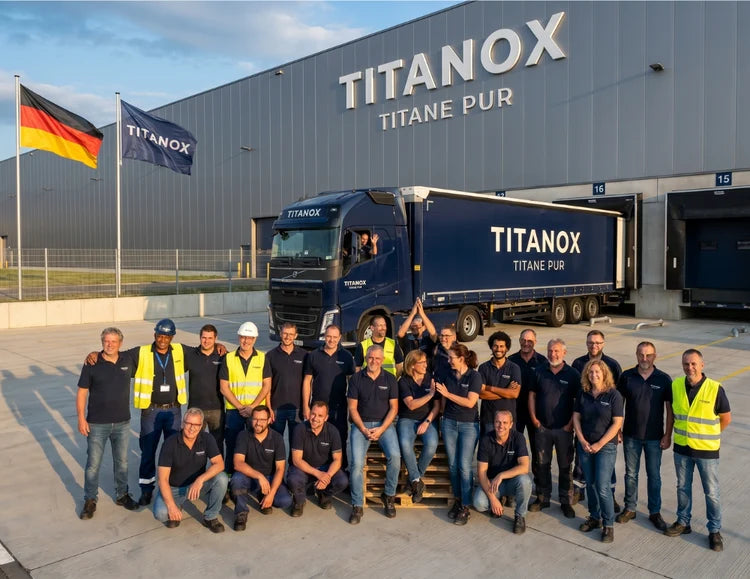Il team TITANOX davanti al magazzino di Solingen